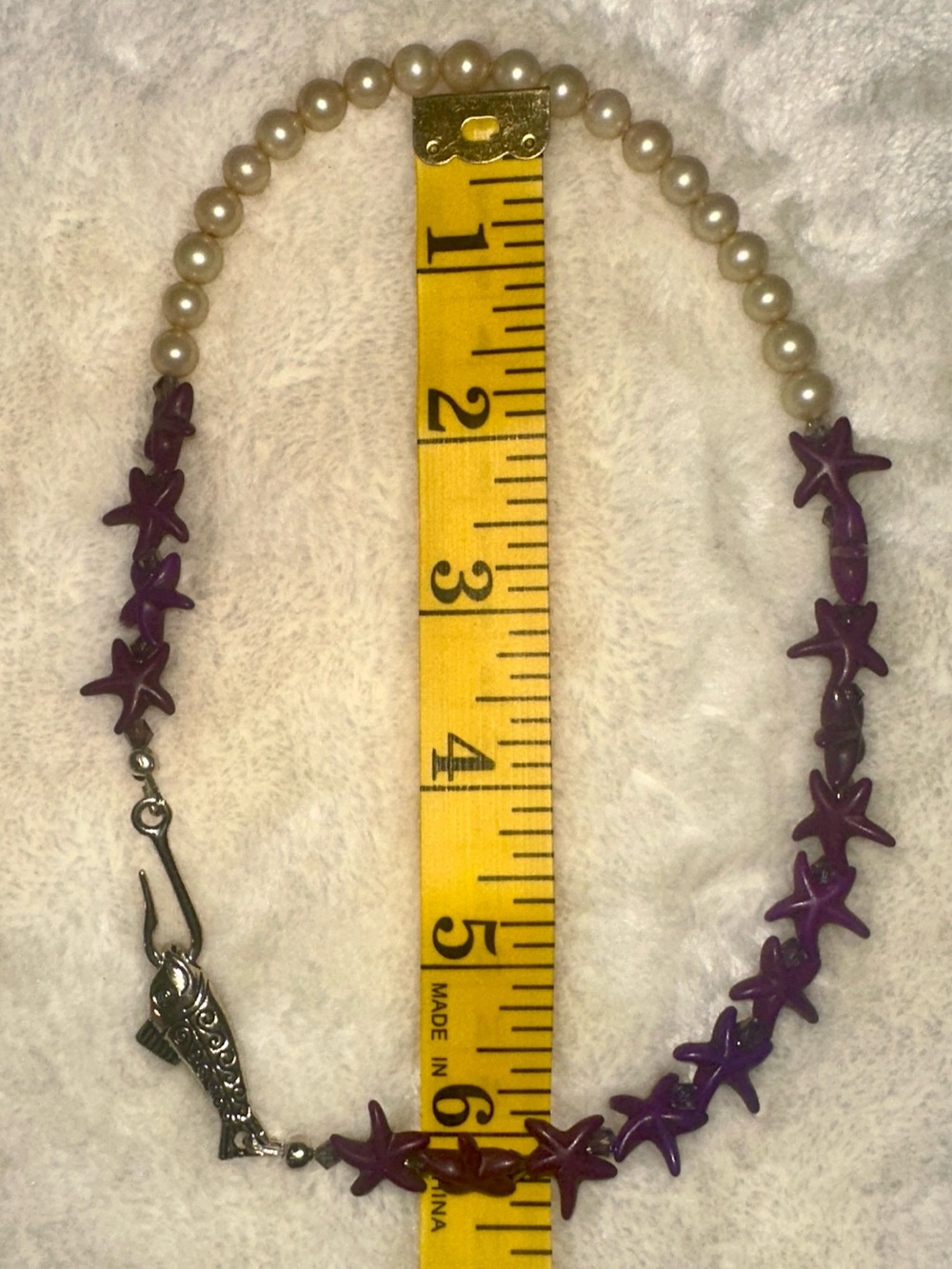 Purple Star-Bead Pearl Accent Necklace